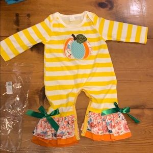 Pumpkin Striped Romper